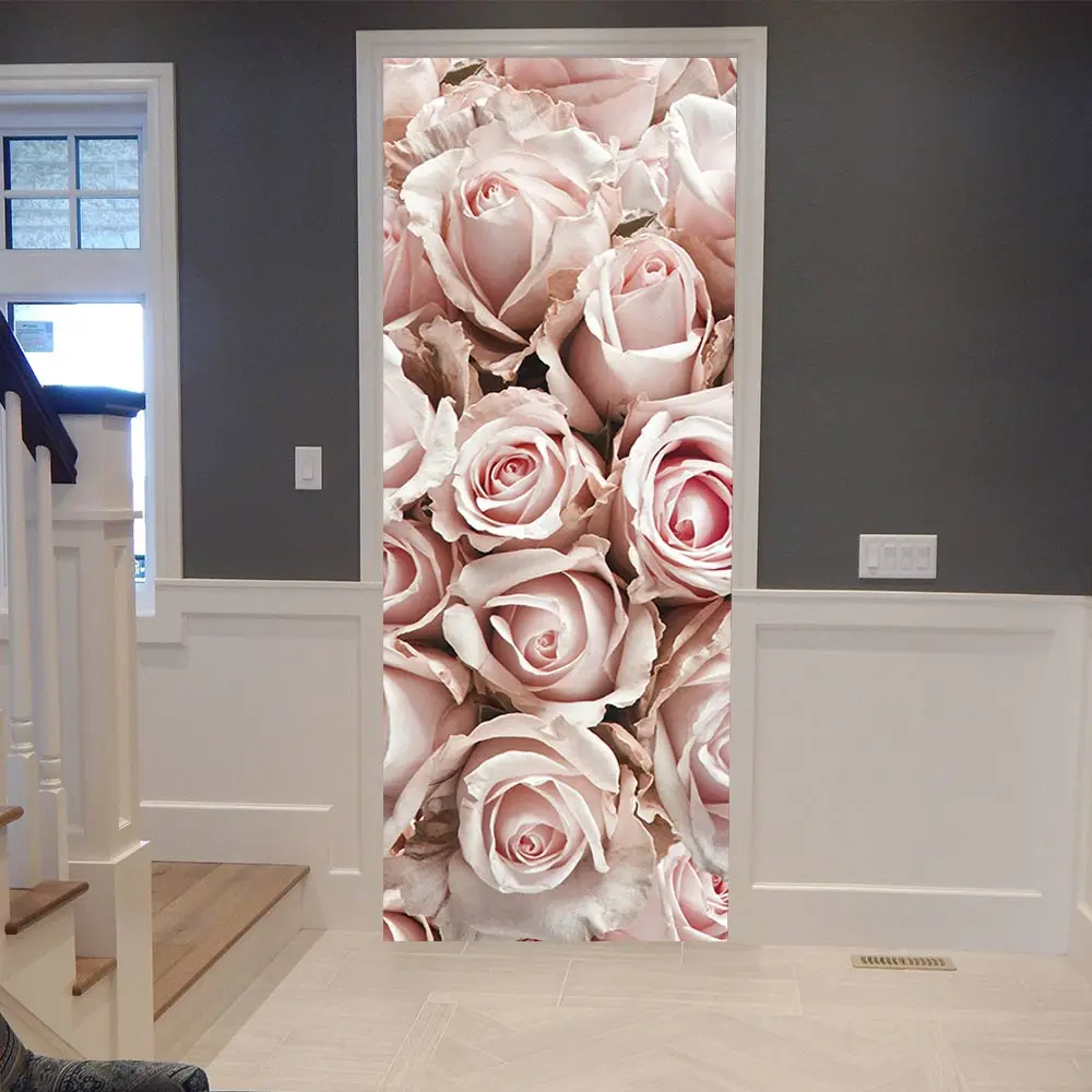 3D дверь стикер Искусство Цветы DIY дверь стикер Самоклеющиеся водоотталкивающие обои для дома наклейка наклейки украшение паста хорошее качество