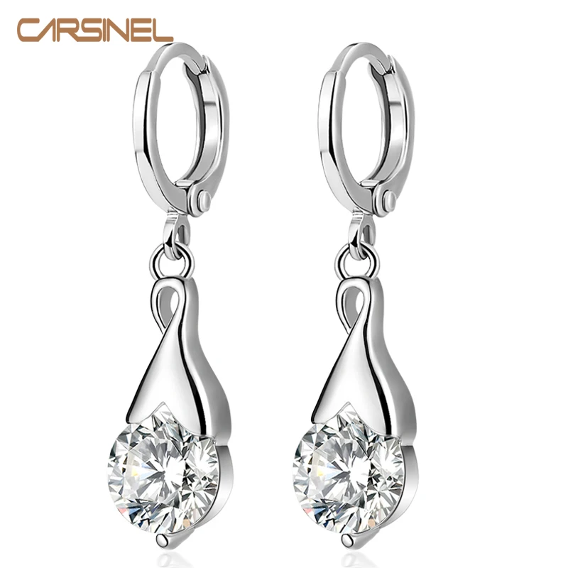 Женские серьги кольца CARSINEL 5 цветов серебристый цвет ААА с фианитом ювелирные