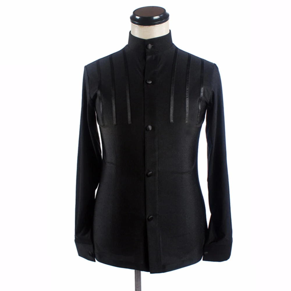 Недорогие топы для латинских танцев мужчин белые черные с застежкой нежная