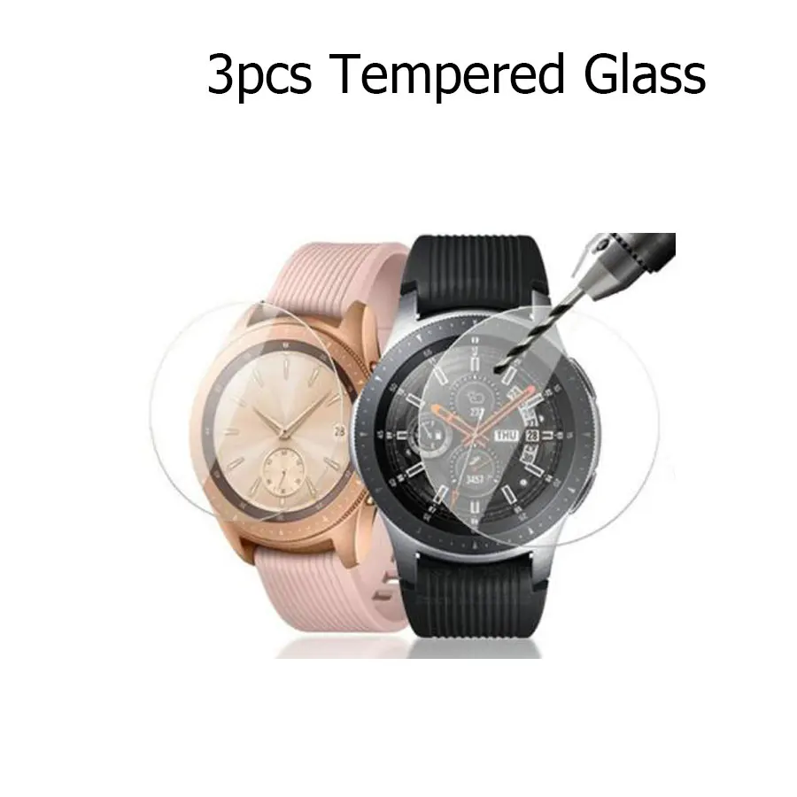 3pcs Tempered Glass Galaxy watch активный ремешок для samsung gear Sport/42 мм amazfit ремешок Bip 20 мм ремешок для часов correa pulseira браслет ремень для часов - Цвет: 3pcs Tempered Glass
