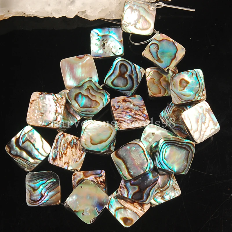 

Free Shipping Fahion Jewelry 12MM Natural New Zealand Abalone Shell Rhombus Shell Loose Bead 16" G6380