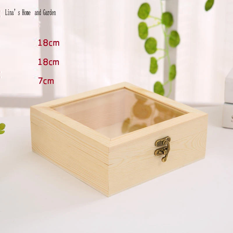 Квадратная маленькая примитивная оригинальная твердая деревянная шкатулка для