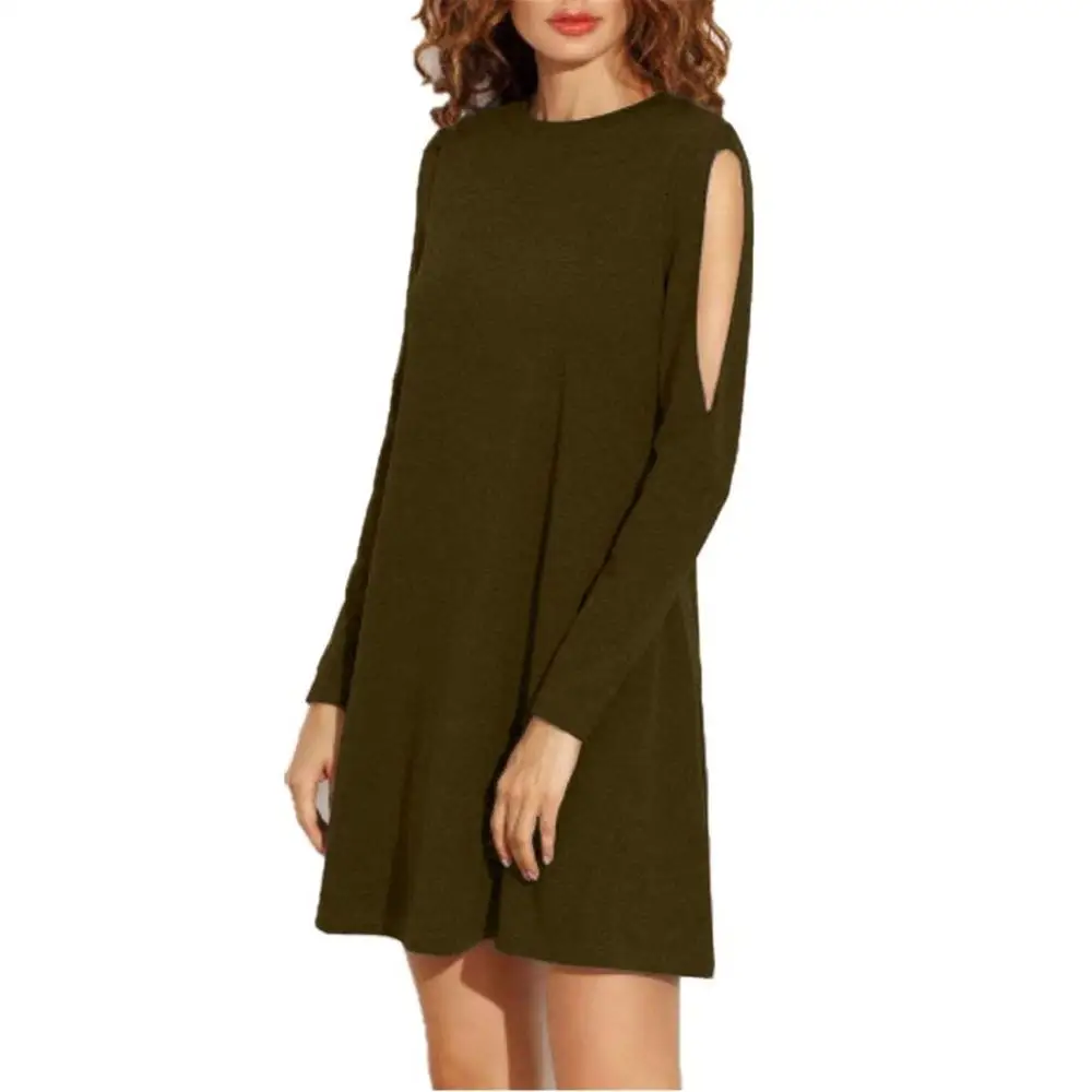 Для женщин летнее платье росы плеча Мода сексуальное с длинными рукавами