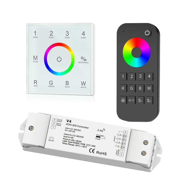 Новый T14 Led RGB/RGBW контроллер сенсорного Панель RF 4 зоны РФ Пульт дистанционного