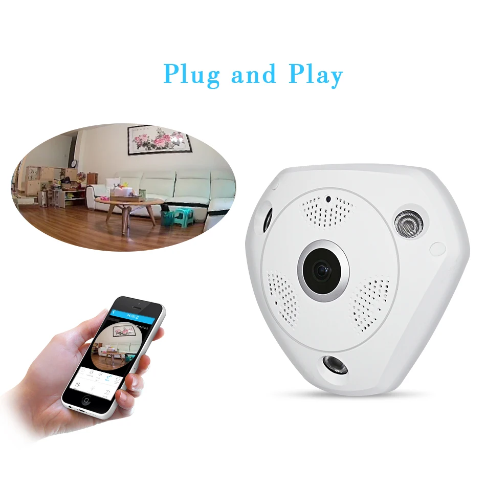 Панорамная камера IP 3MP 360 градусов двухсторонняя аудио Wifi Wi Fi Домашняя