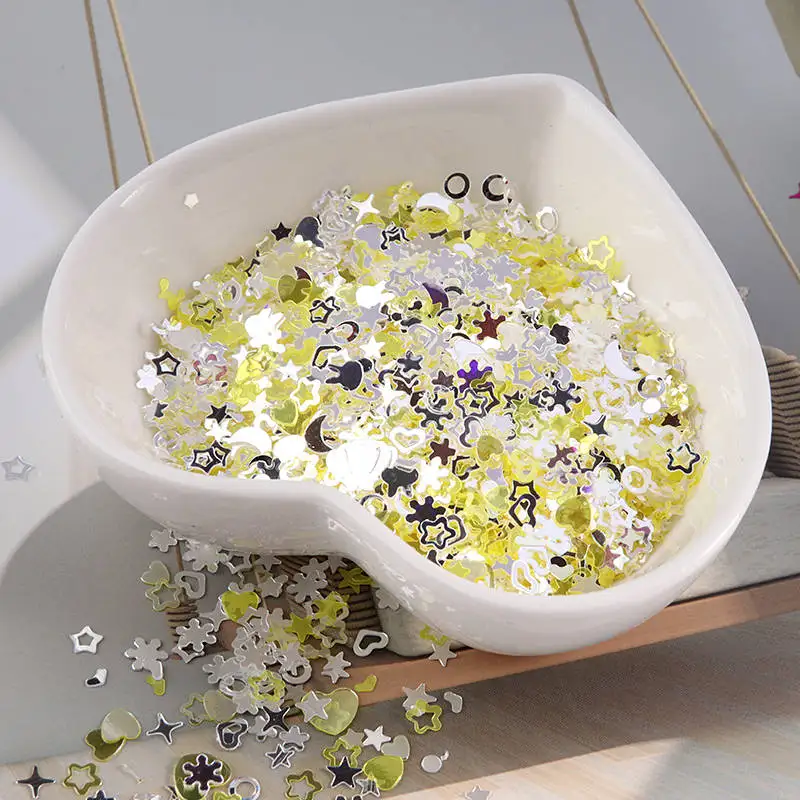 Mix Crystal Yellow 10 г/упак. смесь кристаллов Блестки для ногтей блестки высокого качества звезда Слива луна сердце формы пайетки для поделок пайетками Свадебная вечеринка ремесло - Цвет: Mix Crystal Yellow