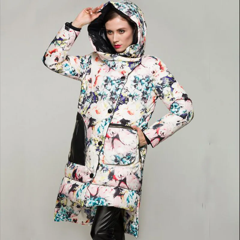 Высококачественная пуховая парка 2018 модная зимняя куртка Женская на белом