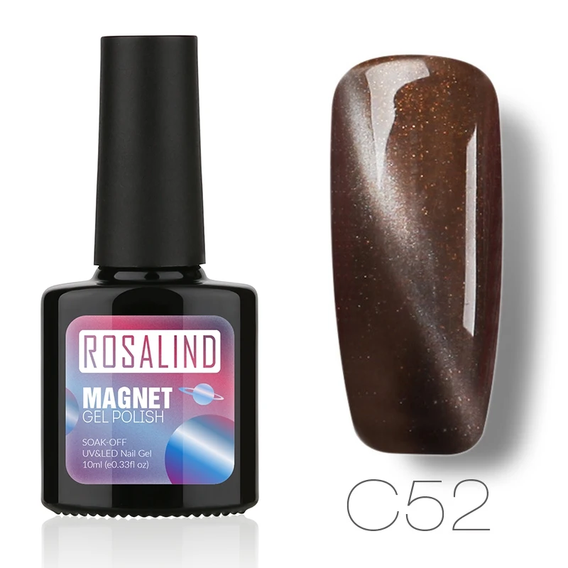 C52 ROSALIND гель 1S P+ черная бутылка 10 мл кошачий глаз магнит C31-60 гель лак для ногтей УФ светодиодный Полупостоянный гель лак - Цвет: C52