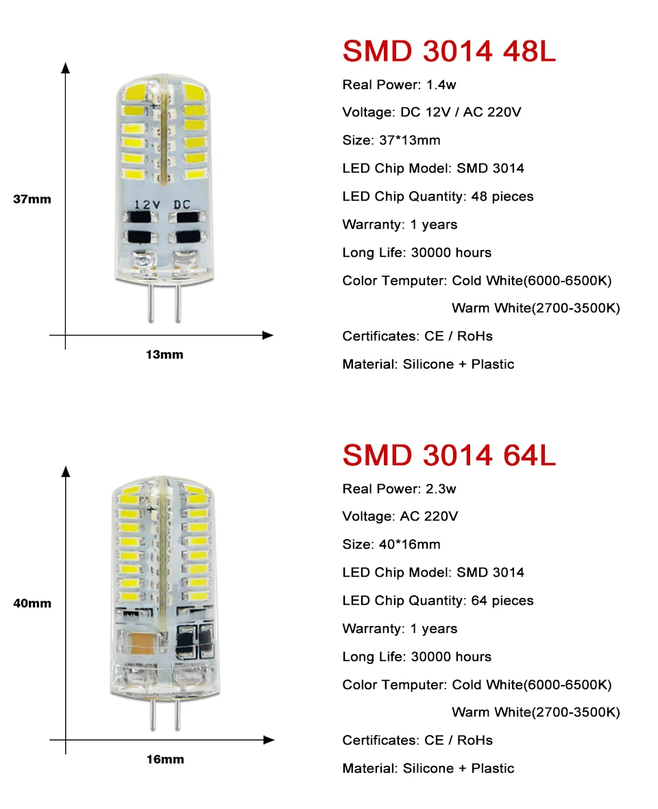 G4 Светодиодный светильник 12 В/220 В 1 Вт 3 Вт 6 Вт Bombilla светодиодный светильник 5730 SMD 2835 3014 лампада G4 лампа люстра заменить галогенные лампы 10 шт./лот