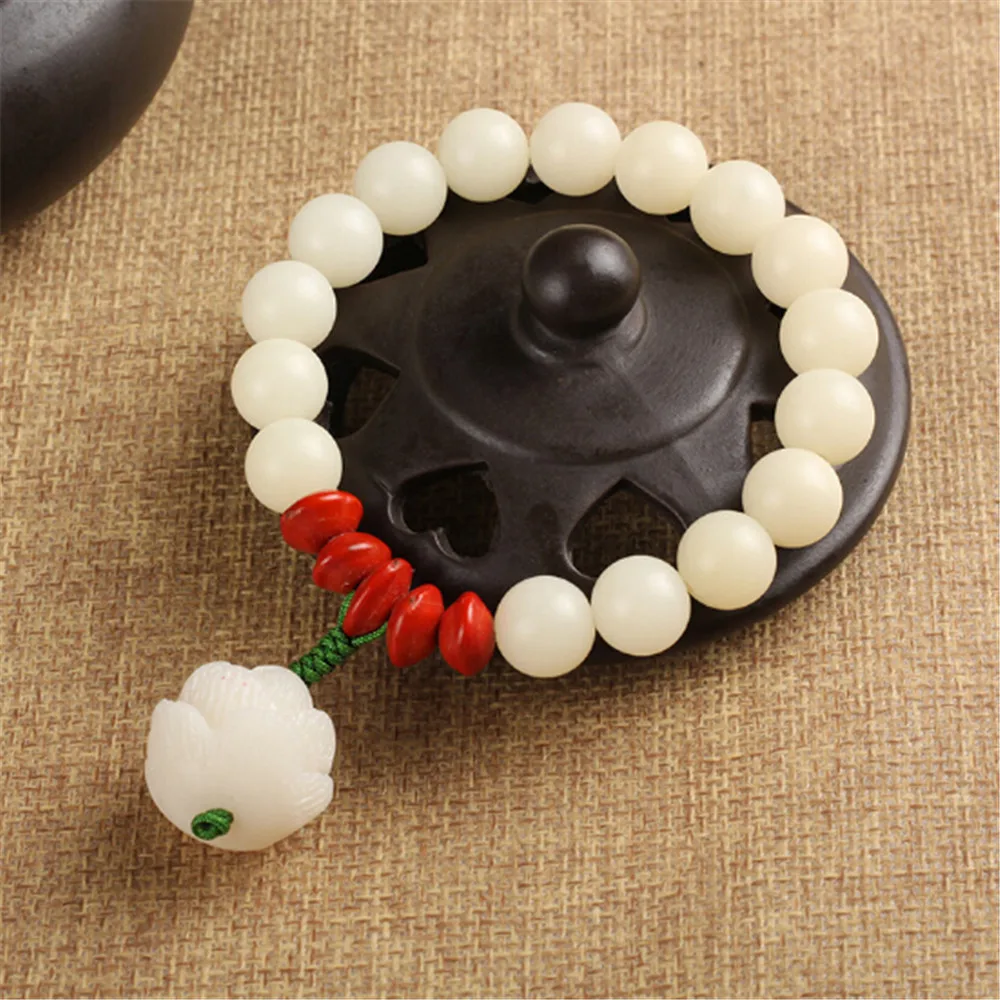 10 мм натуральный белый корень дерева Бодхи один круг бусы браслет красный Боб