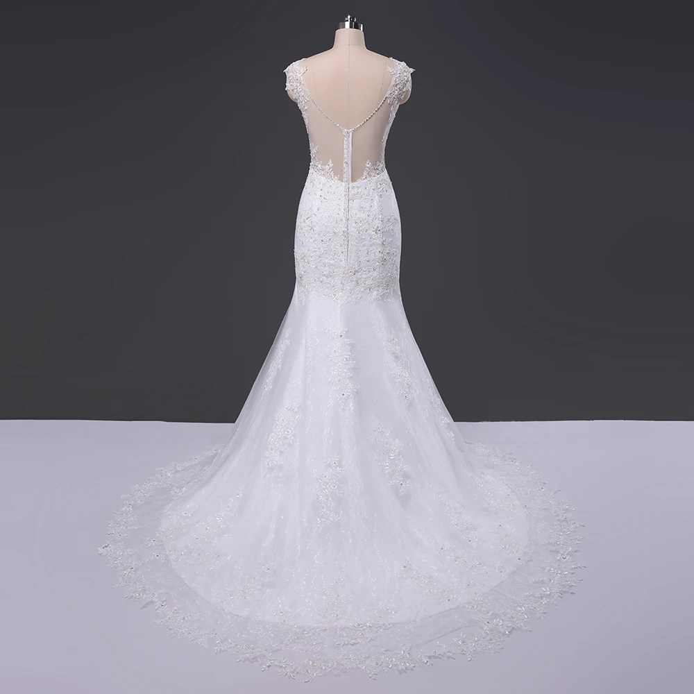 Vestido De Casamento романтичное Белое кружево Русалка Свадебные платья 2018 Alibaba Китай