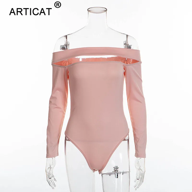 Женское боди с открытыми плечами Articat, открытое боди с длинным рукавом, базовое боди на лето