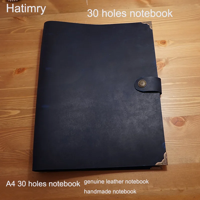 Hatimry genuine leather travelers notebook A4 big size 30 holes notebook name bussiness sketch books school supplies