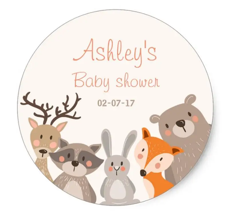 

1.5inch Woodland baby shower favor tag Sticker Animals Fox