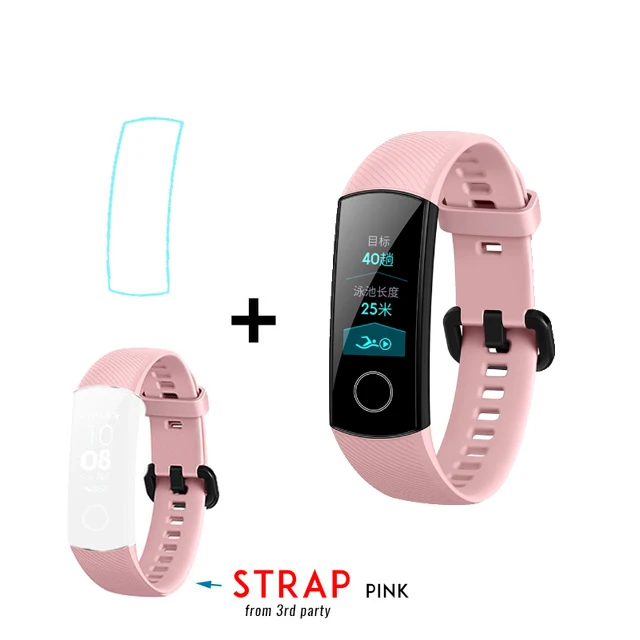 Умный Браслет huawei Honor Band 4 Amoled, цветной сенсорный экран 0,95 дюйма, для плавания, для обнаружения сердечного ритма, сна, для xiaomi - Цвет: pink add pink