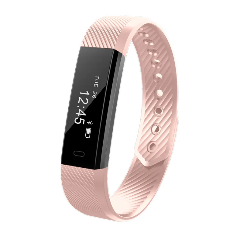 ID115 смарт-браслеты фитнес-трекер счетчик шагов Браслет Шагомер Bluetooth Smartband водонепроницаемый монитор сна наручные часы - Цвет: Розовый