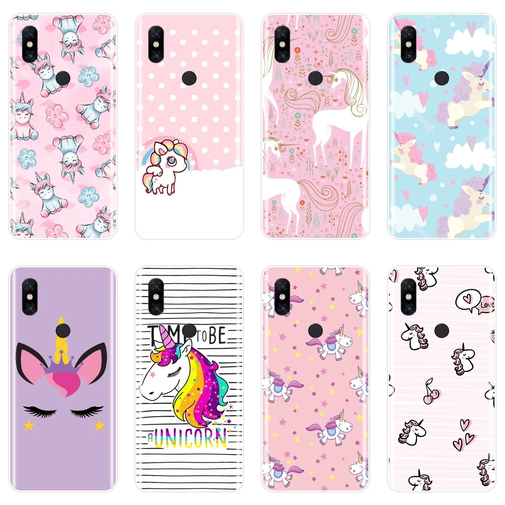 Розовый милый чехол с единорогом Kawaii Girl для Xiaomi Mi Max 1 2 3 мягкий силиконовый Note Mix 2S