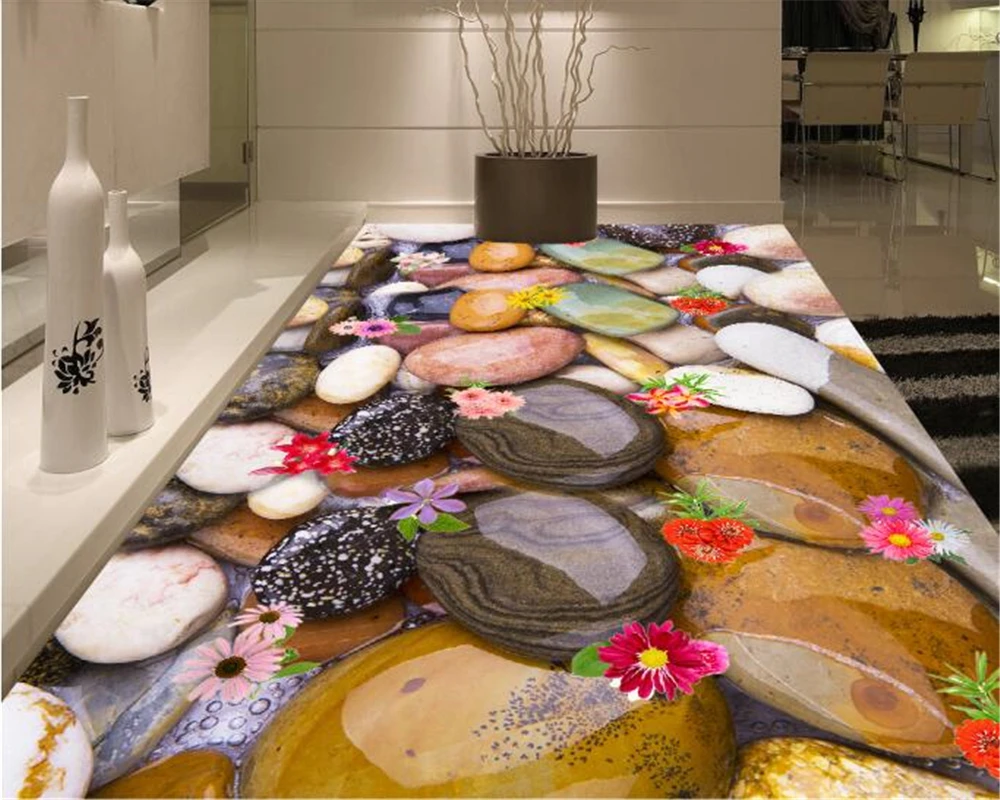 Beibehang пользовательская кристально чистая галька цветы напольная плитка живопись