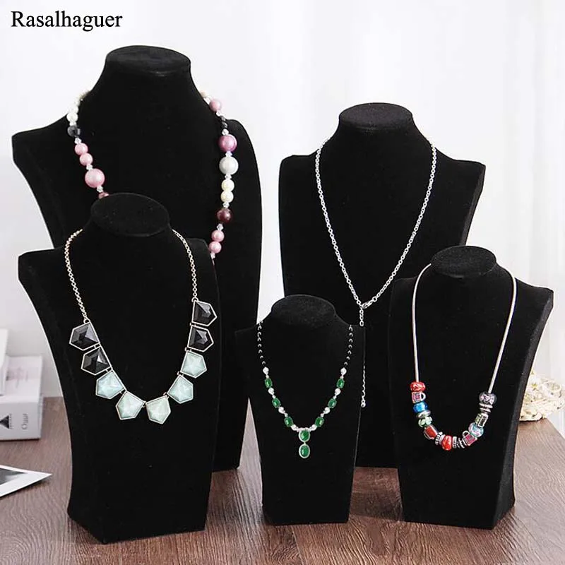 High Quality Luxury Velvet Black Color Jewelry Necklace Holder Pendants Display Choker Stand Rack Show Wholesale Price 5 Options