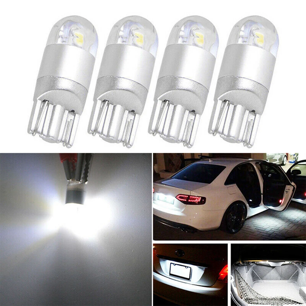 

4Pcs LED Map Light Bulb Auto Car Interior Panel Lamp 12V T10 3030 2SMD LED High Power Interior Light Bulb W5W 194,168,2825 Easy