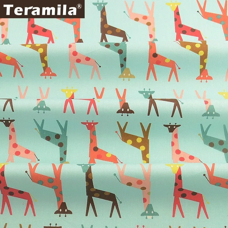 Teramila Жираф животный дизайн 100% хлопчатобумажная ткань зеленая домашняя Tecido DIY