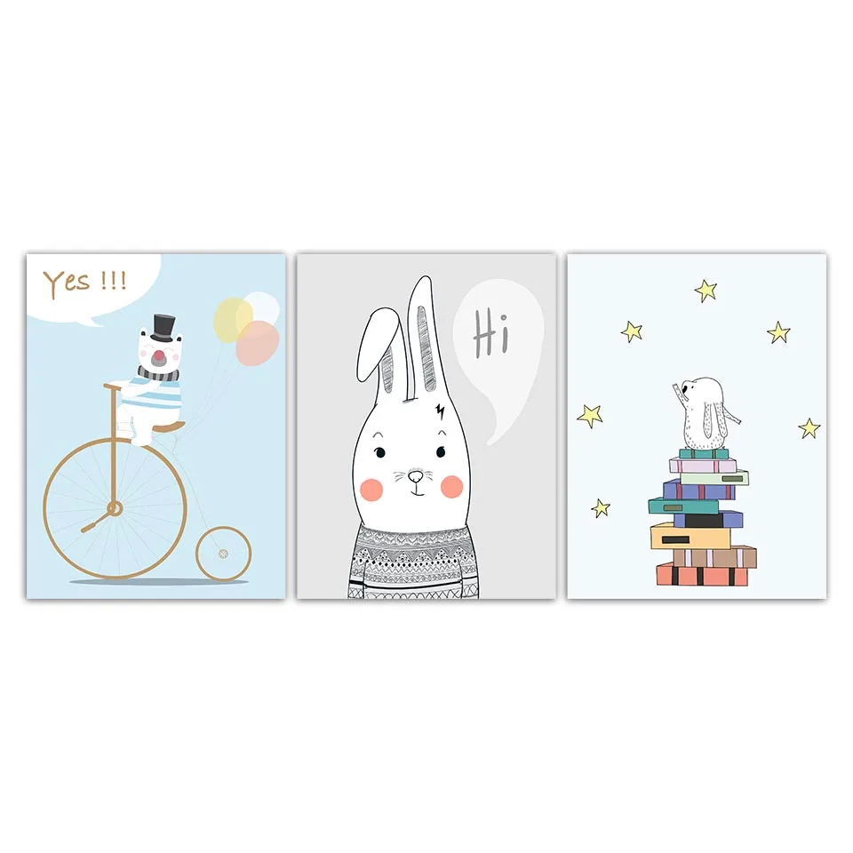 

Wall Art Posters And Prints Canvas Painting Cartoon Cute Animal High Decorative Painting Wall Pictures For Living Room