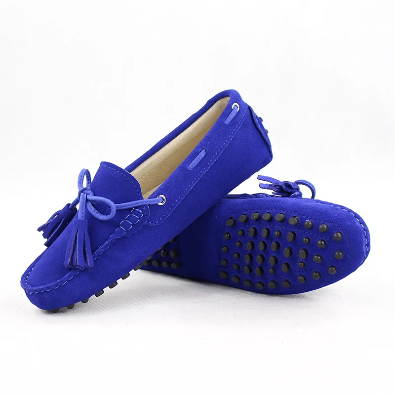 Royal Blue Новинка модные демисезонные дамские мокасины на плоской подошве из натуральной кожи повседневные лоферы ручной работы без каблука дамская обувь для вождения мягкие мокасины - Цвет: Royal Blue