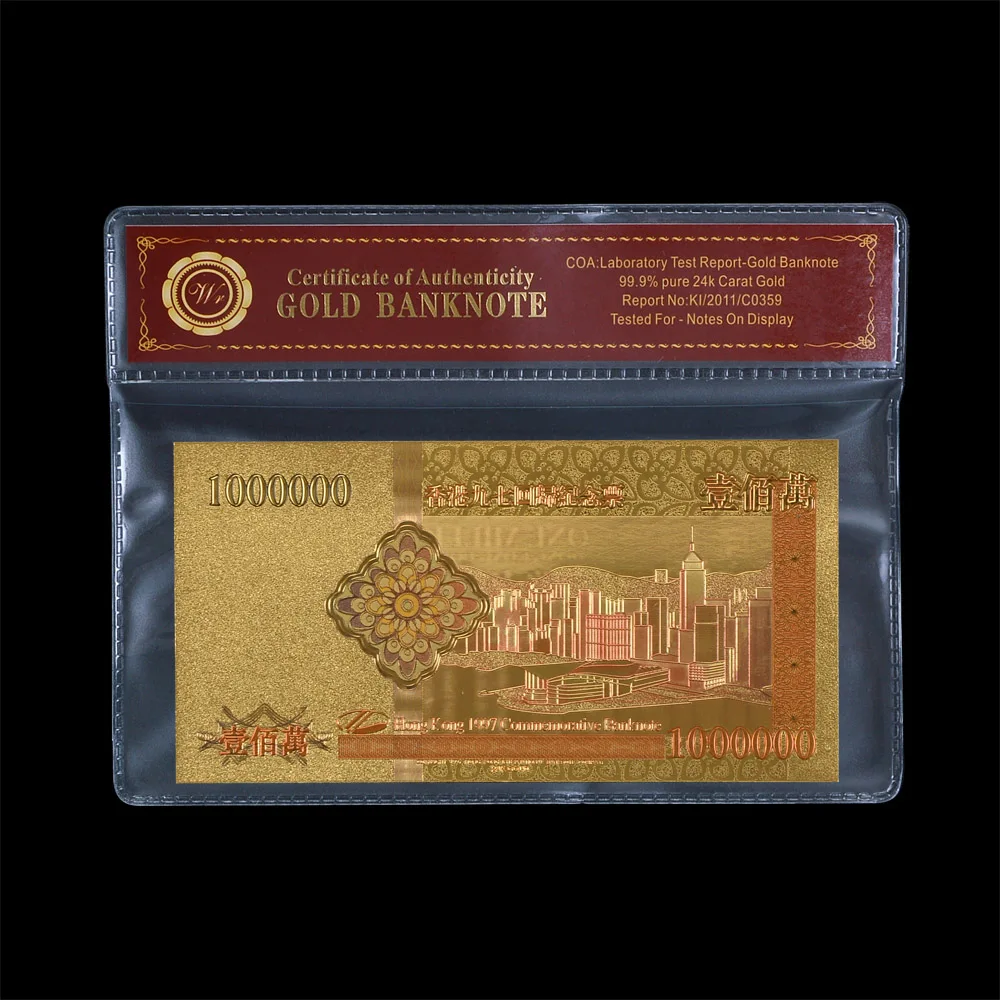 Качественный продукт обычная Золотая банкнота Необычные HongKong One Millon набор