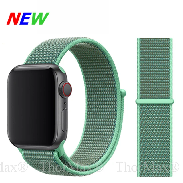 30-Spearmint Для наручных часов Apple Watch, версии мягкий нейлон 40 мм 44 мм для наручных часов iWatch, сменный ремешок спортивный петля для наручных часов Apple Watch 4 серии 3/2/1 38 мм 42 мм ремешок - Цвет ремешка: 30-Spearmint