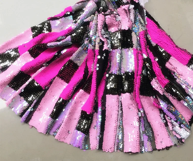 Многоцветная ткань с блестками и обратным листом сетчатая для платьев модная