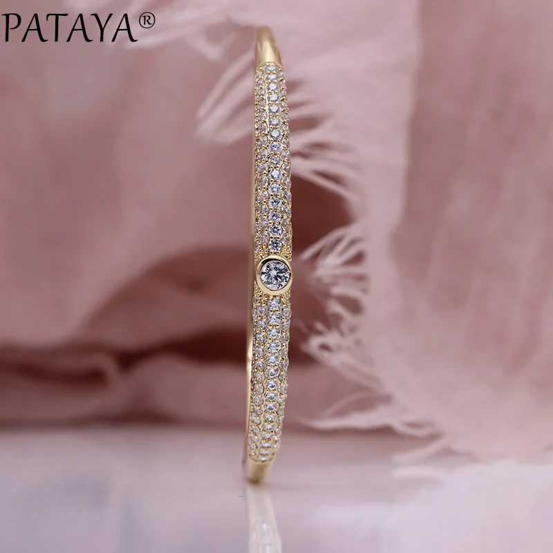 PATAYA, новинка, микро-воск, инкрустация, роскошные женские браслеты, 585, розовое золото, белый, натуральный циркон, модное ювелирное изделие, для свадьбы, прекрасный уникальный браслет