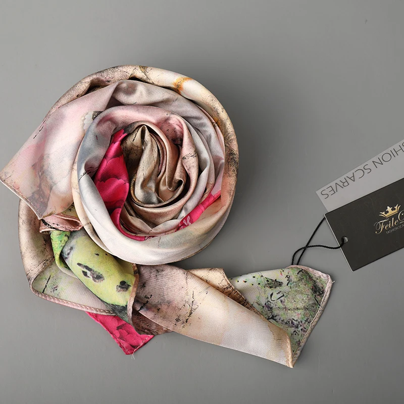 

[FEILEDIS] 2017 Silk Scarf Fashion Women's Shawl Multi-purpose Scarf Double-sided Replacement Use Scarf Series FD019