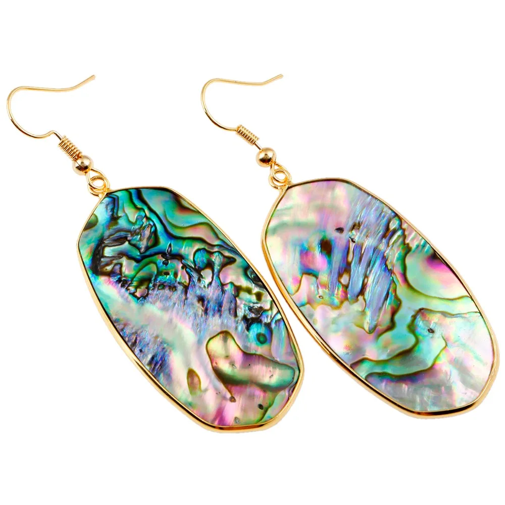 

TUMBEELLUWA Abalone Shell Oval Dangle Drop Hook Earrings For Women