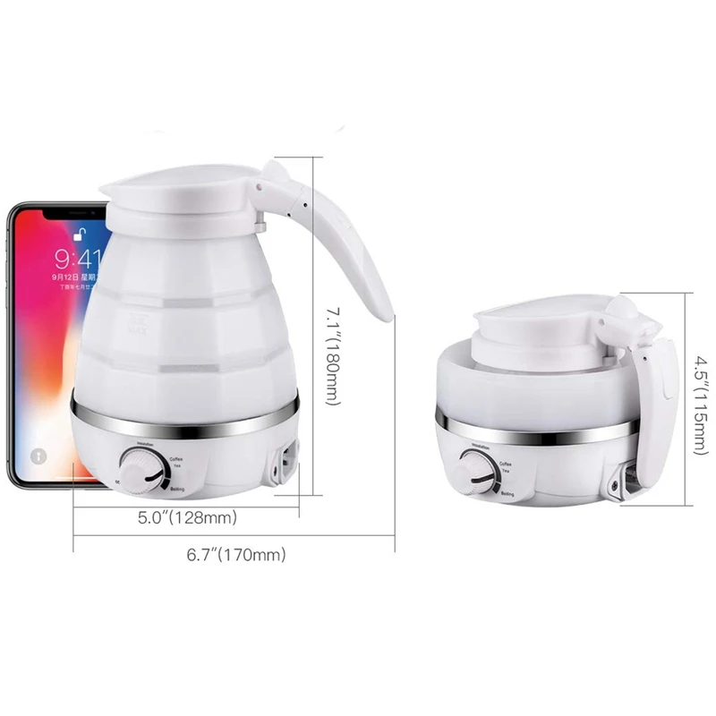 Foldable Electric Kettle Durable Silicone Compact Size 850W Travel Camping Water Boiler Electric Appliances Us Plug