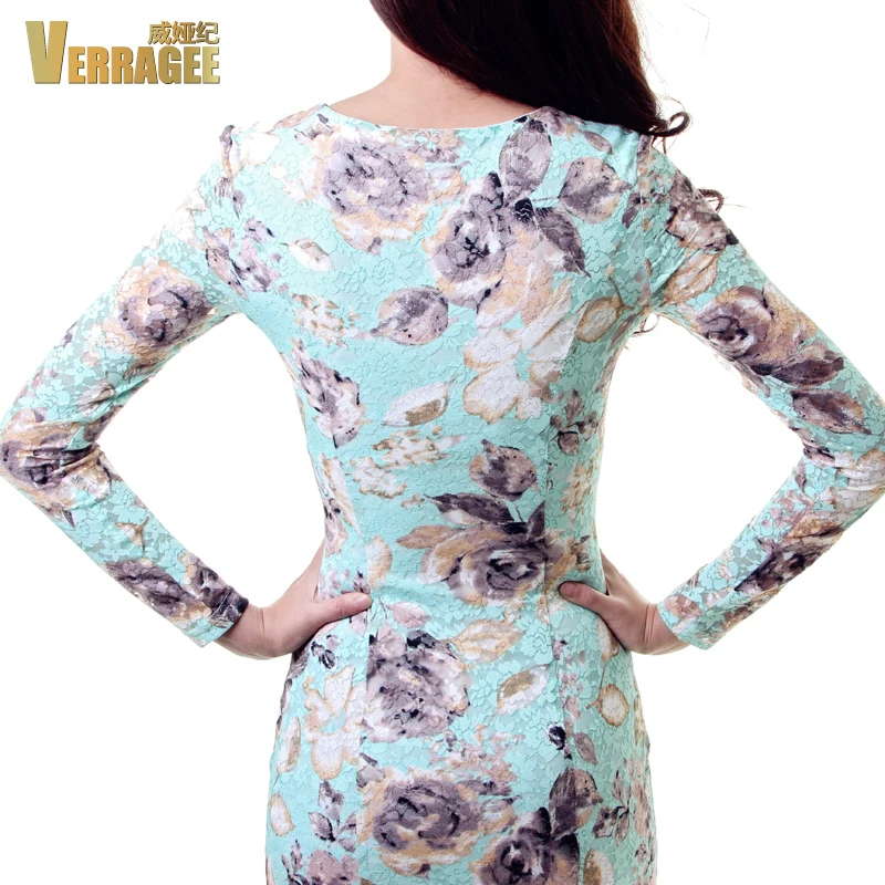 Verragee fall and winter women's European American big long-sleeved lace dress | Женская одежда