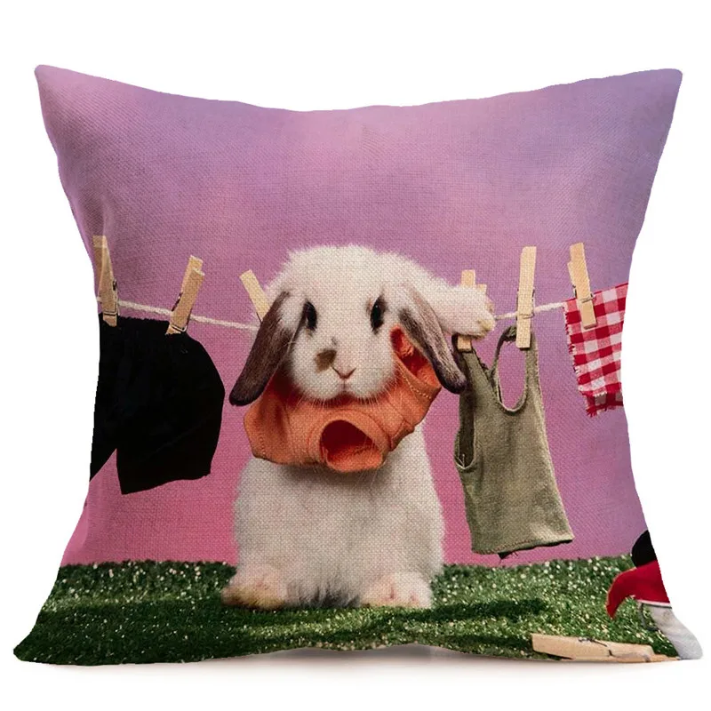 Nordic Cute Easter Bunny eat green grass wholesale wedding gift cushion cover home car office sofa decorative party pillow case | Дом и сад