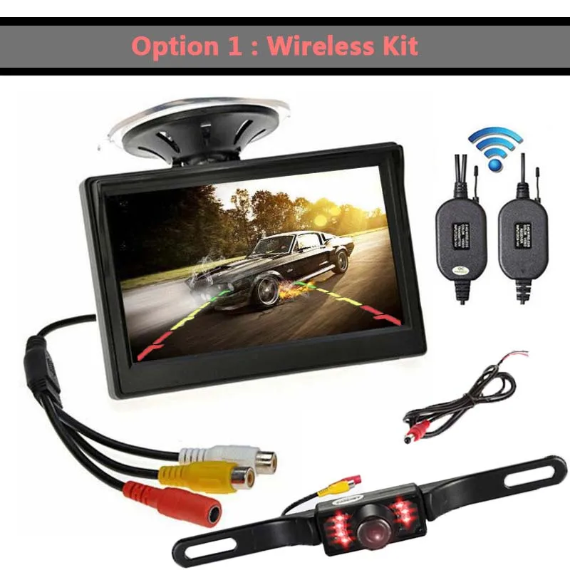 Option 1 Koorinwoo обновленный автомобильный комплект парковки HD " видео светодиодный автомобильный монитор камера заднего вида парковочный экран подсветка багажник камера безопасности - Название цвета: Option 1