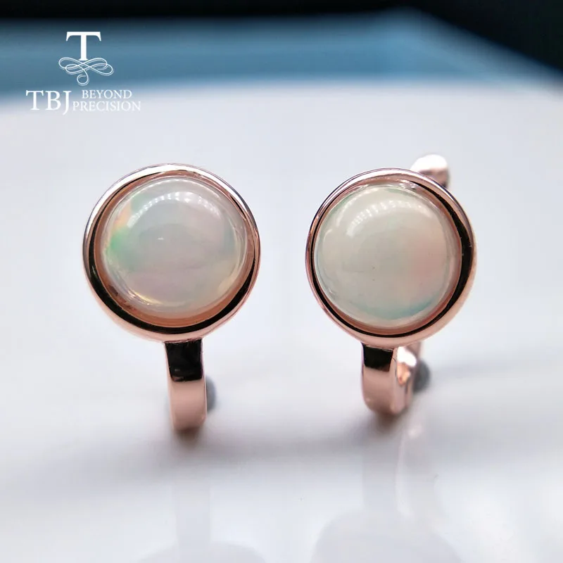 TBJ, серебро 925 пробы, розовый цвет, маленькая застежка, серьги в горошек с натуральным цветным опалом, драгоценный камень, простой стиль, ювелирные изделия для девочек