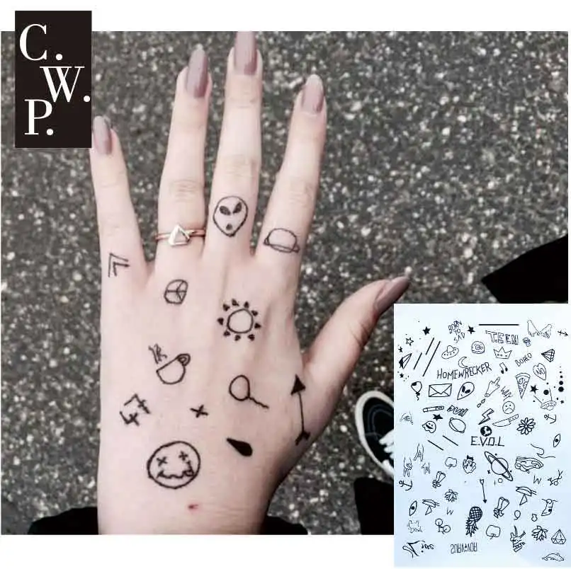 # BH1703 1 шт. Стик N Poke Black Henna Tattoo с полукруглоном ET ежедневный узор временная