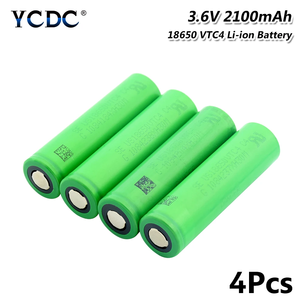 4 pcs 1/2/4/6/8/10 штук 3,6 вольт с плоской подошвой, 18650 Li-Ion перезаряжаемые литиевые батареи 2100 мАч Высокая утечка VTC4 18650 батареи - Цвет: 4 pcs