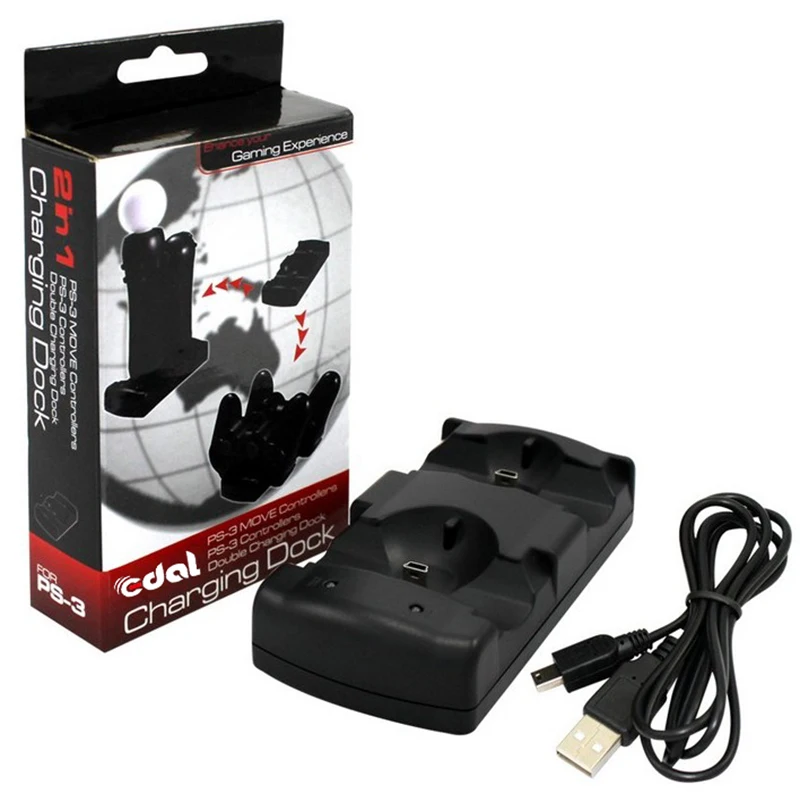2 в 1 USB двойная зарядная станция зарядное устройство подставка Док для PS3