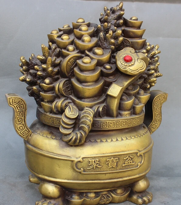 Песня voge Gem S5540 12 &quotНародная китайская Бронзовый Богатство Yuanbao Монета жуй статуя