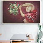 WANGART скандинавский постер с изображением кролика, цветов, животных, холст, художественная Настенная картина для гостиной, спальни, прикроватная картина маслом, домашний декор