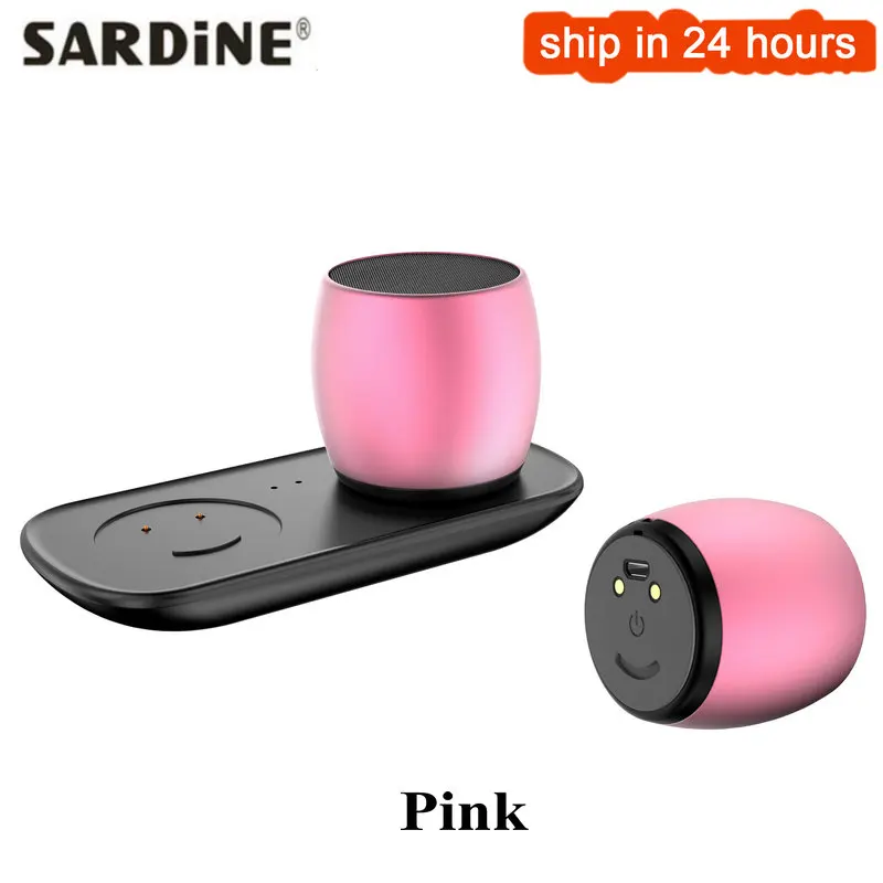 Pink Sardine F1 металлический Bluetooth динамик s TWS система Колонка портативный мини-динамик 3D стерео компьютерный сабвуфер громкий динамик MP3-плеер - Цвет: Pink