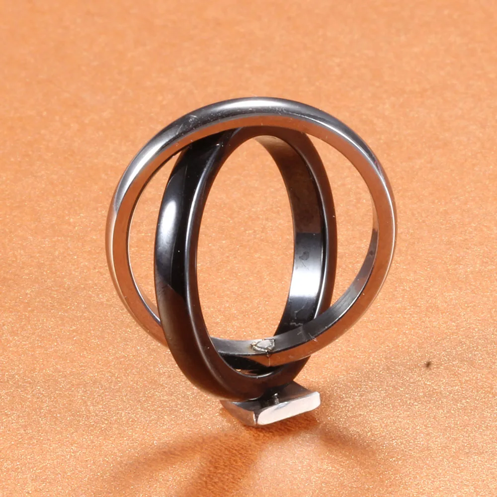 Классическое черно-белое двойное круглое кольцо из керамики и серебра, кольца из нержавеющей стали для женщин, женские модные ювелирные изделия с кристаллами, подарки