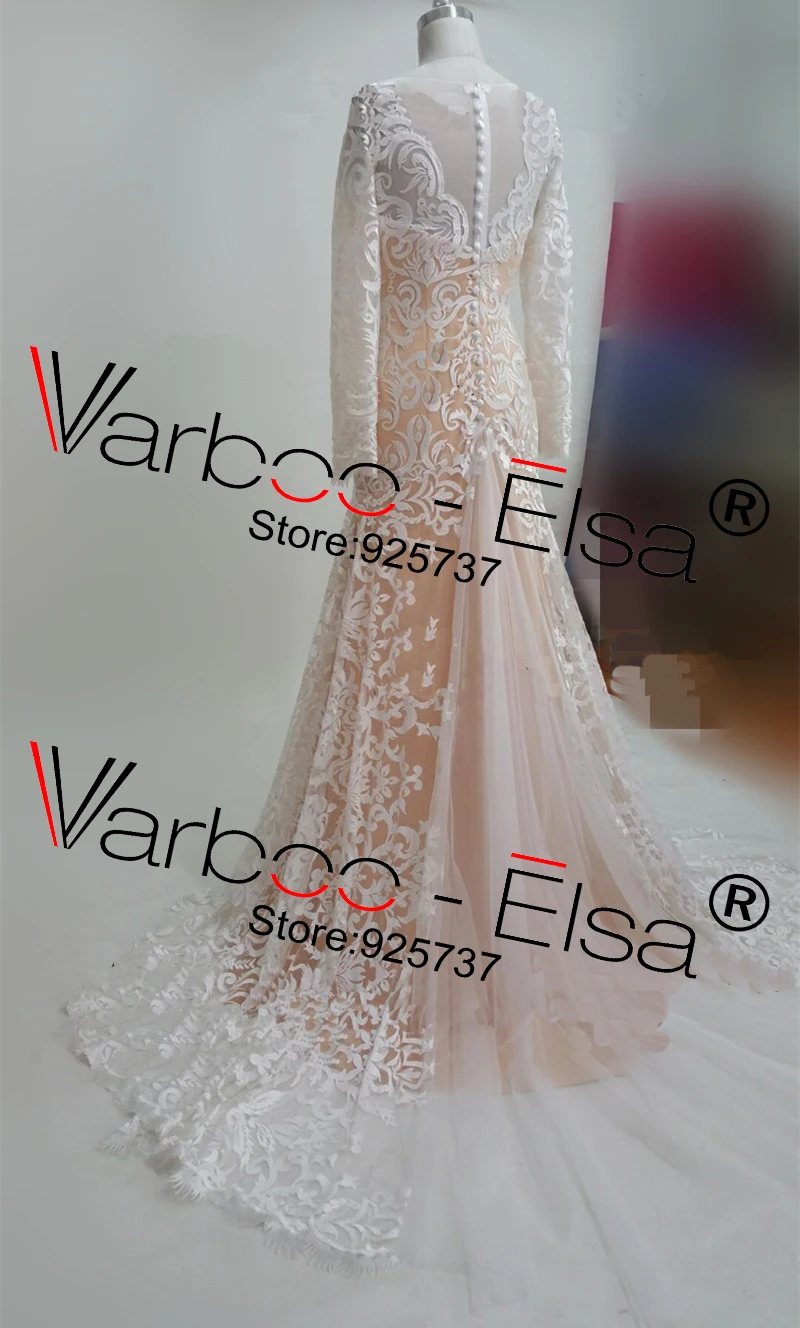 Robe De Mariee Sirene 2018 Иллюзия декольте с длинными рукавами свадебное платье Русалка