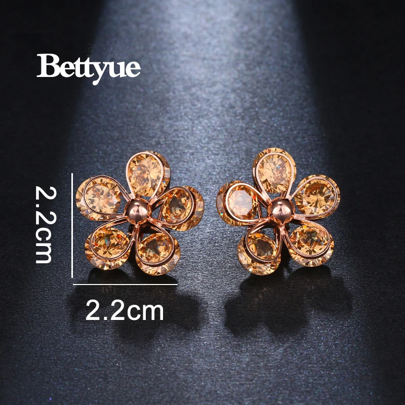 Женские серьги с цветком Bettyue Разноцветные фианитом AAA для свадебной
