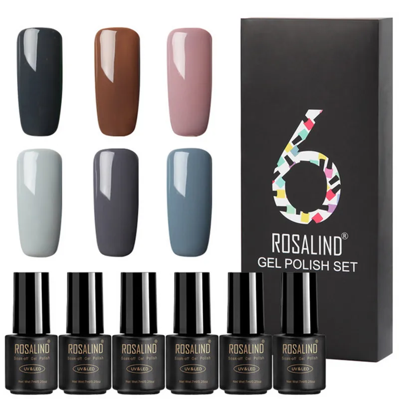 Rosalind 6 шт./партия УФ Набор для маникюра гель лаком телесный красный белый розовый