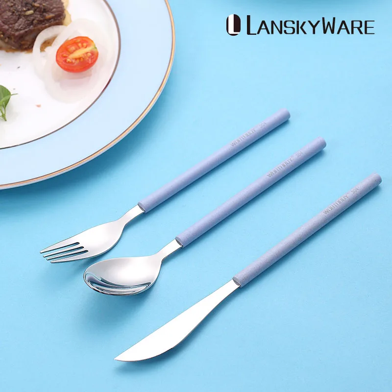 LANSKYWARE 304 столовые приборы из нержавеющей стали с ручкой пшеничной соломы