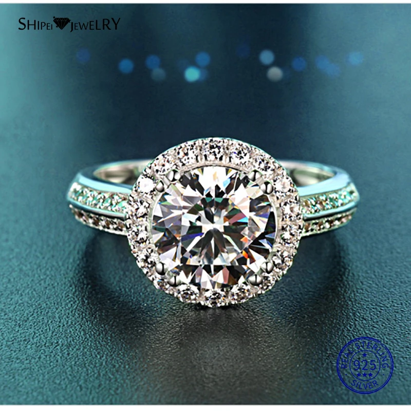 ShiPei 100% 925 пробы серебро 2ct создан Муассанит Сердце и стрелы обручальное кольцо для